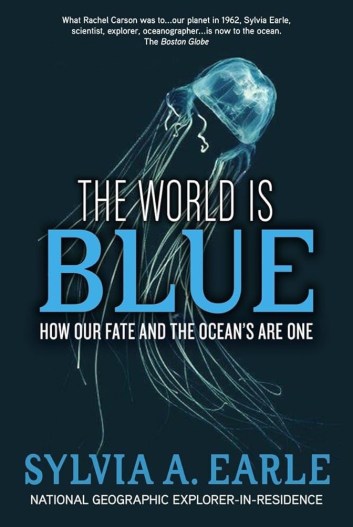 The book cover of "The World if Blue" with a jellyfish on a dark blue background.