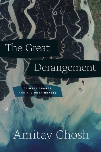 The book cover of "The Great Derangement" showing mixing waters in a river delta.