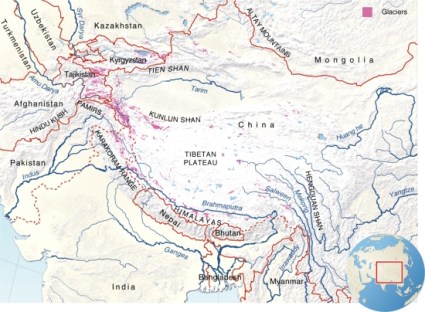 Map highlighting rivers of interest.