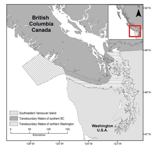 A map of british columbia and washington.