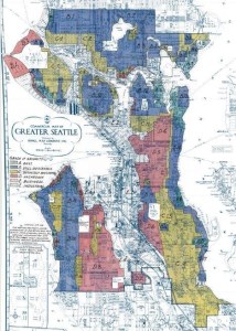 A color coded map of the city of Seattle